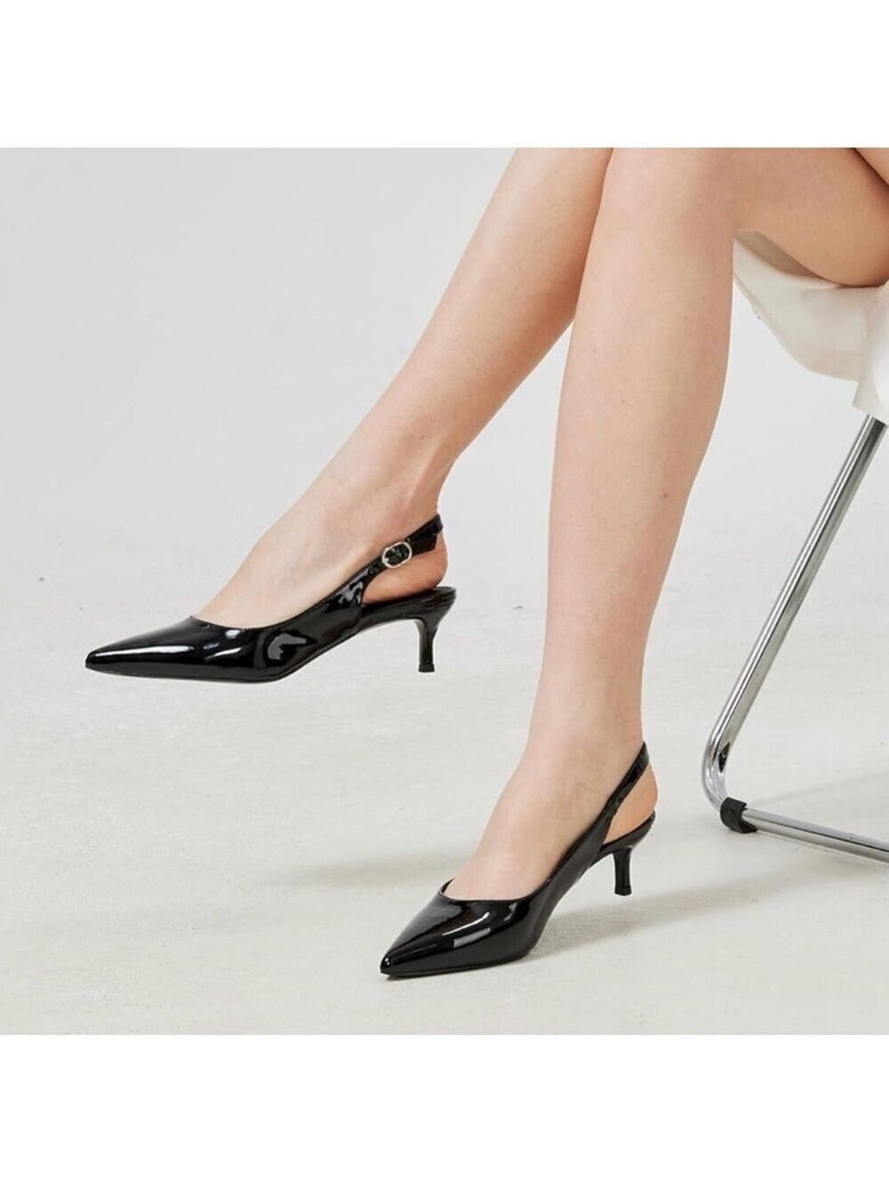 Black Patent Slingback Heels